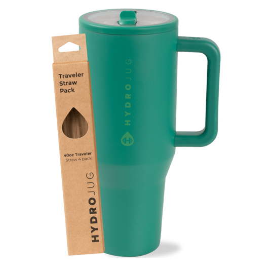 Kelly Green Traveler 40oz + Replacement Straw Pack